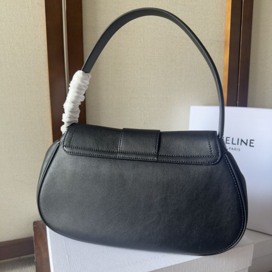 Replica di lusso Borse a tracolla media Celine Polly Nero Imitazioni Cloni Borse Replica a tracolla media Celine Polly Nero firmate