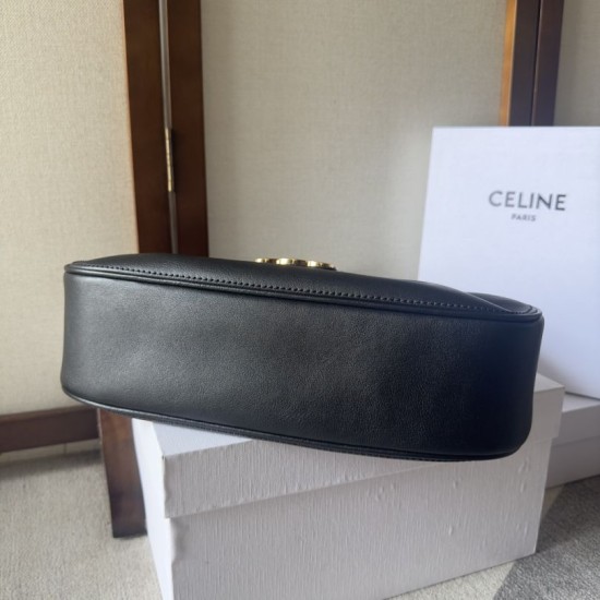 Replica di lusso Borse a tracolla media Celine Polly Nero Imitazioni Cloni Borse Replica a tracolla media Celine Polly Nero firmate