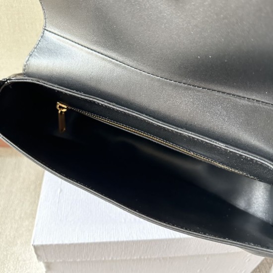 Replica di lusso Borse a tracolla media Celine Polly Nero Imitazioni Cloni Borse Replica a tracolla media Celine Polly Nero firmate