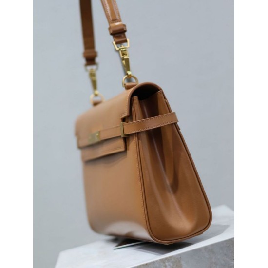 Replica di lusso Borsa a tracolla YSL Saint Laurent Manhattan marrone Imitazioni Cloni Borsa a tracolla YSL Saint Laurent Manhattan marrone firmate