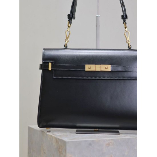 Replica di lusso Borsa a tracolla YSL Saint Laurent Manhattan Nera Imitazioni Cloni Borsa a tracolla YSL Saint Laurent Manhattan Nera firmate