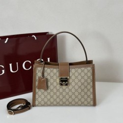 Borse Gucci Padlock Small con manico superiore 838991 Marrone