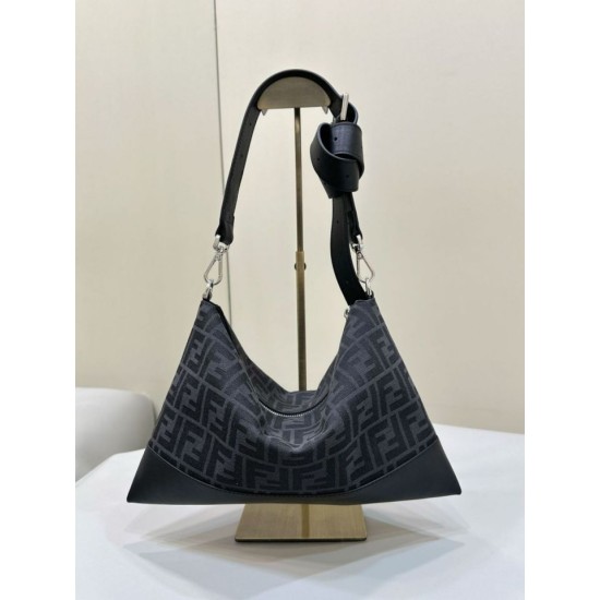 Replica di lusso Borsa a tracolla Hobo Fendi Fendigraphy Nero Imitazioni Cloni Borsa a tracolla Hobo Fendi Fendigraphy Nero firmate