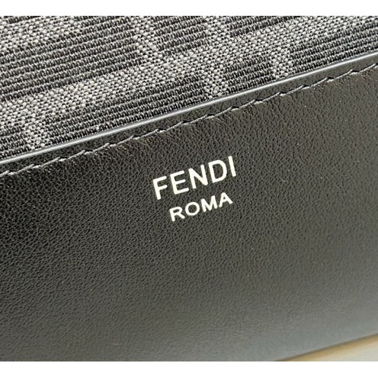 Replica di lusso Borsa a tracolla Hobo Fendi Fendigraphy Nero Imitazioni Cloni Borsa a tracolla Hobo Fendi Fendigraphy Nero firmate
