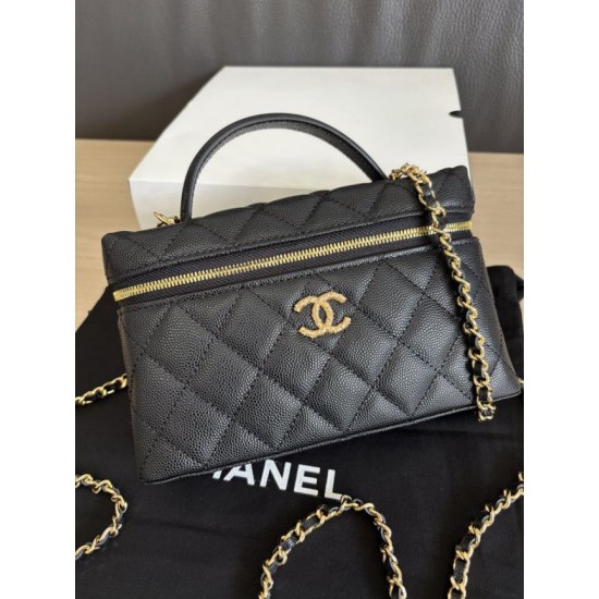 Replica di lusso Borse Imitazioni Chanel Classic Vanity con catena A96186 Nero Imitazioni Cloni Borse Imitazioni Chanel Classic Vanity con catena A96186 Nero firmate