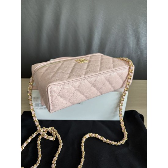 Replica di lusso Borsa Chanel Classic Vanity con catena A96186 Rosa Imitazioni Cloni Borsa Chanel Classic Vanity con catena A96186 Rosa firmate