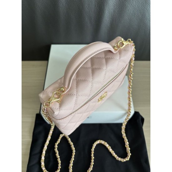 Replica di lusso Borsa Chanel Classic Vanity con catena A96186 Rosa Imitazioni Cloni Borsa Chanel Classic Vanity con catena A96186 Rosa firmate