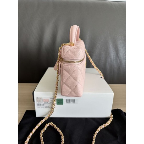 Replica di lusso Borsa Chanel Classic Vanity con catena A96186 Rosa Imitazioni Cloni Borsa Chanel Classic Vanity con catena A96186 Rosa firmate