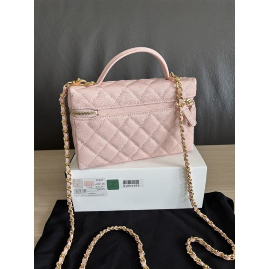 Replica di lusso Borsa Chanel Classic Vanity con catena A96186 Rosa Imitazioni Cloni Borsa Chanel Classic Vanity con catena A96186 Rosa firmate