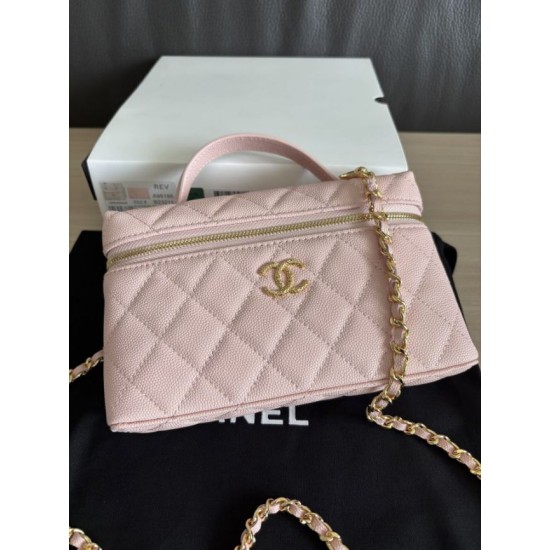 Replica di lusso Borsa Chanel Classic Vanity con catena A96186 Rosa Imitazioni Cloni Borsa Chanel Classic Vanity con catena A96186 Rosa firmate