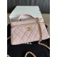 Replica di lusso Borsa Chanel Classic Vanity con catena A96186 Rosa Imitazioni Cloni Borsa Chanel Classic Vanity con catena A96186 Rosa firmate