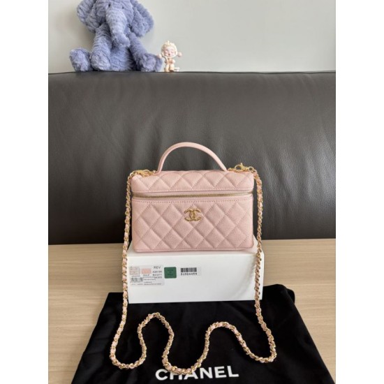 Replica di lusso Borsa Chanel Classic Vanity con catena A96186 Rosa Imitazioni Cloni Borsa Chanel Classic Vanity con catena A96186 Rosa firmate