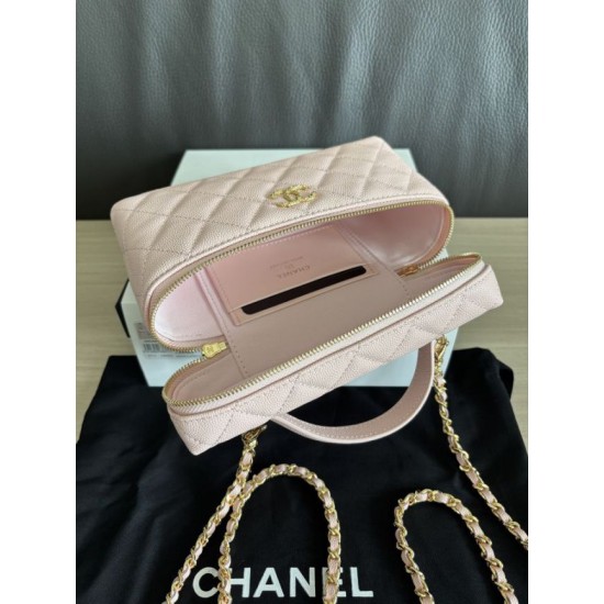 Replica di lusso Borsa Chanel Classic Vanity con catena A96186 Rosa Imitazioni Cloni Borsa Chanel Classic Vanity con catena A96186 Rosa firmate