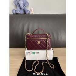 Chanel Classic Vanity con catena A96186 Borgogna
