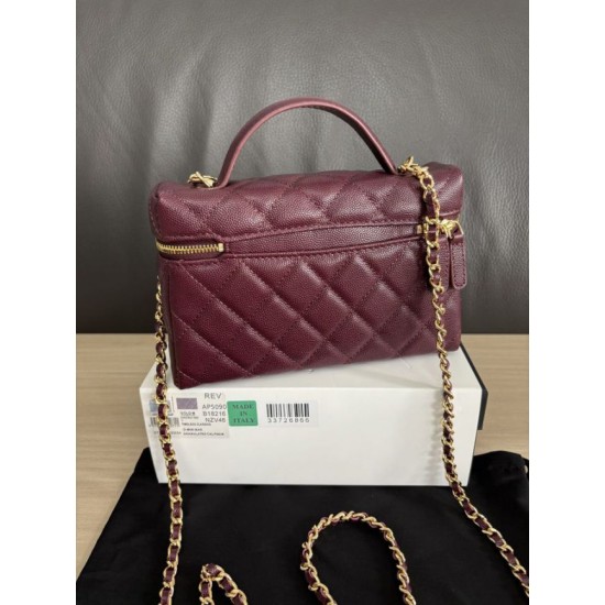 Replica di lusso Borsa Chanel Classic Vanity con catena A96186 Borgogna Imitazioni Replica Perfetta Borsa Chanel Classic Vanity con catena A96186 Borgogna firmate