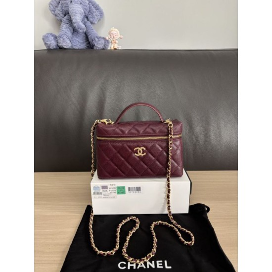 Replica di lusso Borsa Chanel Classic Vanity con catena A96186 Borgogna Imitazioni Replica Perfetta Borsa Chanel Classic Vanity con catena A96186 Borgogna firmate