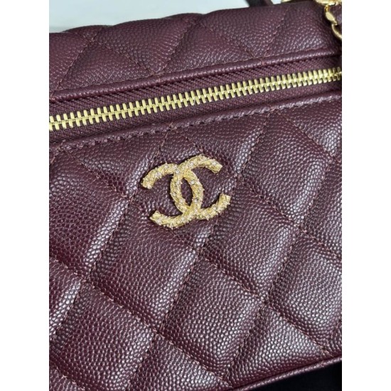 Replica di lusso Borsa Chanel Classic Vanity con catena A96186 Borgogna Imitazioni Replica Perfetta Borsa Chanel Classic Vanity con catena A96186 Borgogna firmate