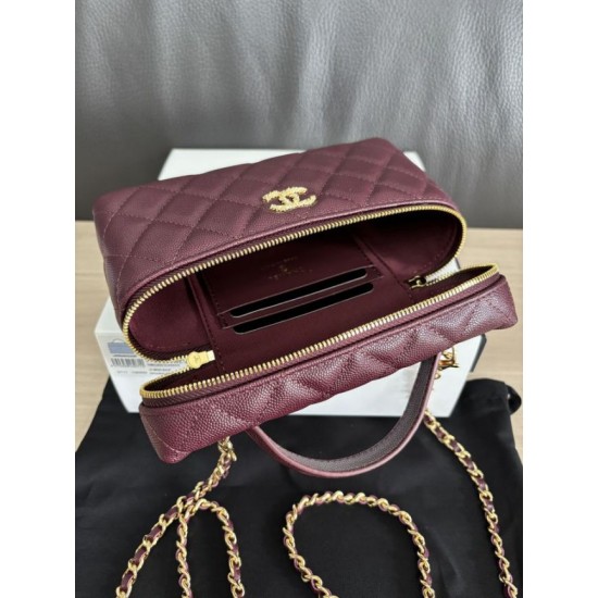 Replica di lusso Borsa Chanel Classic Vanity con catena A96186 Borgogna Imitazioni Replica Perfetta Borsa Chanel Classic Vanity con catena A96186 Borgogna firmate