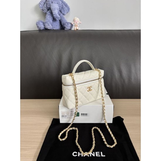 Replica di lusso Borse Chanel Classic Vanity con catena A96186 bianca Imitazioni Cloni Borse Replica Chanel Classic Vanity con catena A96186 bianca firmate
