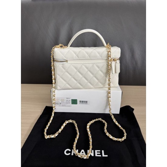 Replica di lusso Borse Chanel Classic Vanity con catena A96186 bianca Imitazioni Cloni Borse Replica Chanel Classic Vanity con catena A96186 bianca firmate