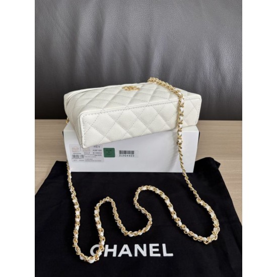 Replica di lusso Borse Chanel Classic Vanity con catena A96186 bianca Imitazioni Cloni Borse Replica Chanel Classic Vanity con catena A96186 bianca firmate