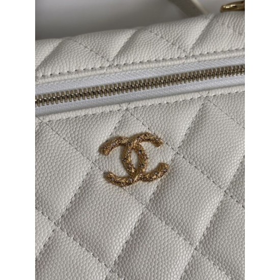 Replica di lusso Borse Chanel Classic Vanity con catena A96186 bianca Imitazioni Cloni Borse Replica Chanel Classic Vanity con catena A96186 bianca firmate