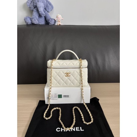 Replica di lusso Borse Chanel Classic Vanity con catena A96186 bianca Imitazioni Cloni Borse Replica Chanel Classic Vanity con catena A96186 bianca firmate