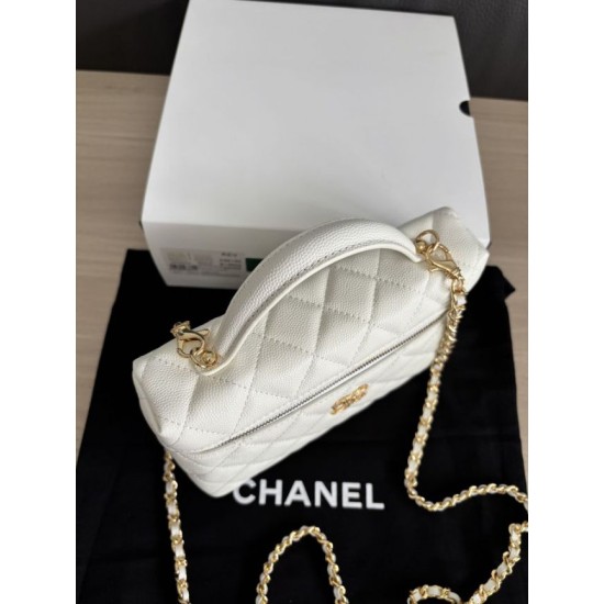 Replica di lusso Borse Chanel Classic Vanity con catena A96186 bianca Imitazioni Cloni Borse Replica Chanel Classic Vanity con catena A96186 bianca firmate