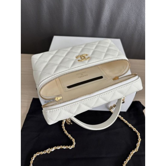 Replica di lusso Borse Chanel Classic Vanity con catena A96186 bianca Imitazioni Cloni Borse Replica Chanel Classic Vanity con catena A96186 bianca firmate