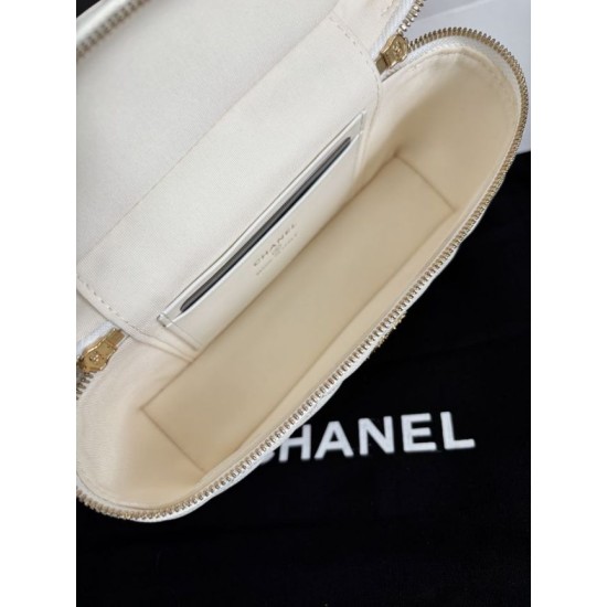 Replica di lusso Borse Chanel Classic Vanity con catena A96186 bianca Imitazioni Cloni Borse Replica Chanel Classic Vanity con catena A96186 bianca firmate