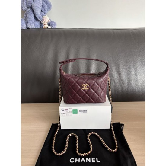 Replica di lusso Borse hobo Chanel 25A Caviar Lunch Box bordeaux Imitazioni Cloni Borse hobo Chanel 25A Caviar Lunch Box bordeaux firmate
