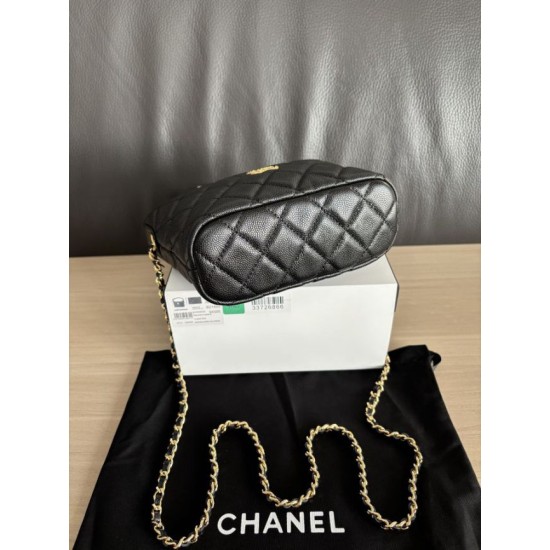 Replica di lusso Borse hobo Chanel 25A Caviar Lunch Box Nero Imitazioni Cloni Borse hobo Chanel 25A Caviar Lunch Box Nero firmate