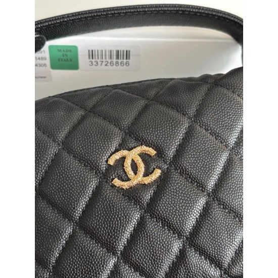 Replica di lusso Borse hobo Chanel 25A Caviar Lunch Box Nero Imitazioni Cloni Borse hobo Chanel 25A Caviar Lunch Box Nero firmate