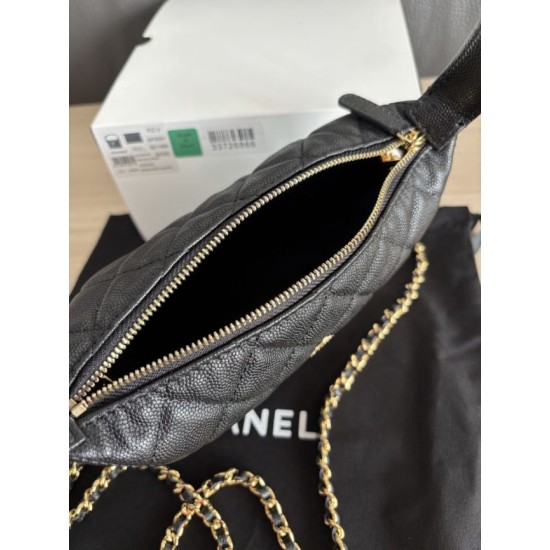 Replica di lusso Borse hobo Chanel 25A Caviar Lunch Box Nero Imitazioni Cloni Borse hobo Chanel 25A Caviar Lunch Box Nero firmate
