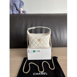 Borse hobo Chanel 25A Caviar Lunch Box Bianco