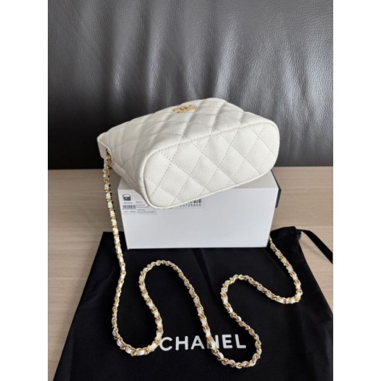Replica di lusso Borse hobo Chanel 25A Caviar Lunch Box Bianco Imitazioni Cloni Borse hobo Chanel 25A Caviar Lunch Box Bianco firmate