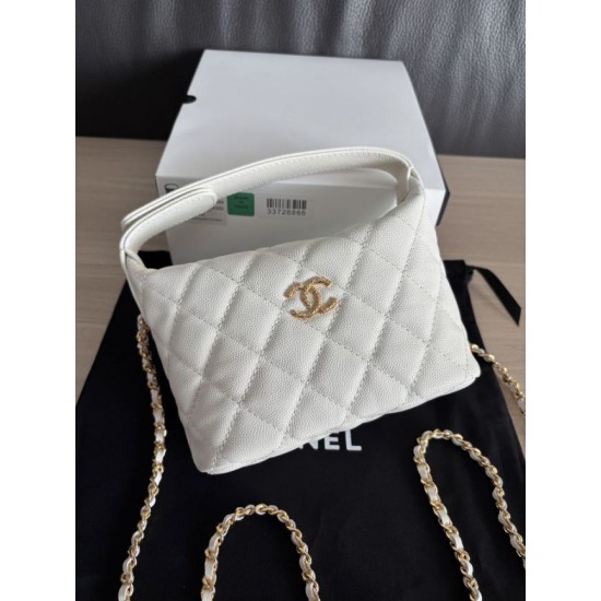 Replica di lusso Borse hobo Chanel 25A Caviar Lunch Box Bianco Imitazioni Cloni Borse hobo Chanel 25A Caviar Lunch Box Bianco firmate