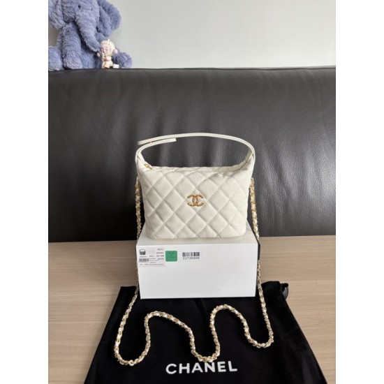 Replica di lusso Borse hobo Chanel 25A Caviar Lunch Box Bianco Imitazioni Cloni Borse hobo Chanel 25A Caviar Lunch Box Bianco firmate