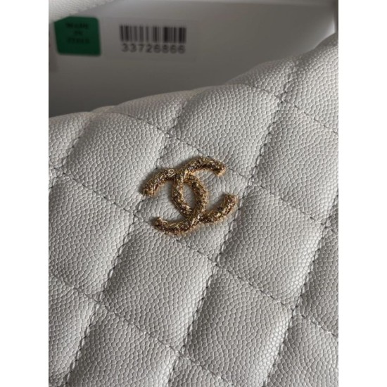 Replica di lusso Borse hobo Chanel 25A Caviar Lunch Box Bianco Imitazioni Cloni Borse hobo Chanel 25A Caviar Lunch Box Bianco firmate