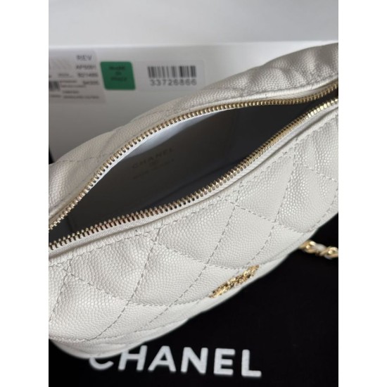 Replica di lusso Borse hobo Chanel 25A Caviar Lunch Box Bianco Imitazioni Cloni Borse hobo Chanel 25A Caviar Lunch Box Bianco firmate