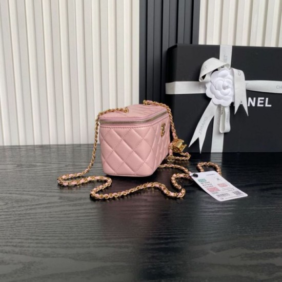 Replica di lusso Beauty case piccolo Chanel con tracolla a catena Ap3940 Rosa Imitazioni Cloni Beauty case piccolo Chanel con tracolla a catena Ap3940 Rosa firmate