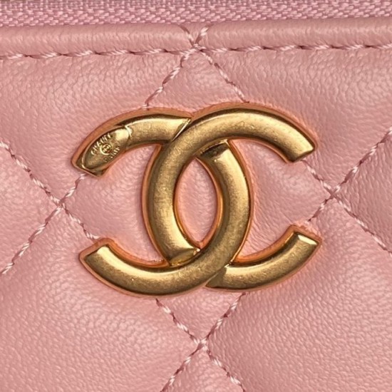 Replica di lusso Beauty case piccolo Chanel con tracolla a catena Ap3940 Rosa Imitazioni Cloni Beauty case piccolo Chanel con tracolla a catena Ap3940 Rosa firmate