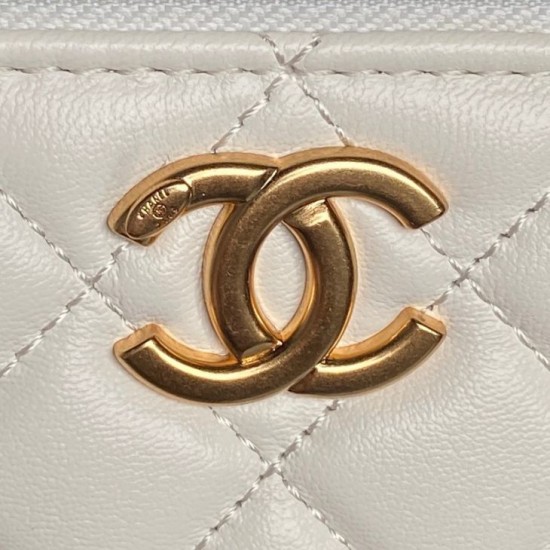 Replica di lusso Beauty case piccolo Chanel con tracolla a catena Ap3940 Bianco Imitazioni Cloni Beauty case piccolo Chanel con tracolla a catena Ap3940 Bianco firmate