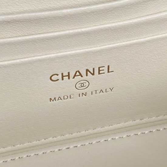 Replica di lusso Beauty case piccolo Chanel con tracolla a catena Ap3940 Bianco Imitazioni Cloni Beauty case piccolo Chanel con tracolla a catena Ap3940 Bianco firmate