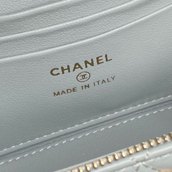 Replica di lusso Beauty case piccolo Chanel con tracolla a catena Ap3940 Blu Imitazioni Cloni Beauty case piccolo Chanel con tracolla a catena Ap3940 Blu firmate