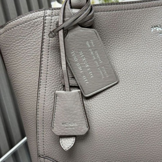 Replica di lusso Borsa tote grande Prada 1BG602 Grigia Imitazioni Cloni Borsa tote grande Prada 1BG602 Grigia firmate