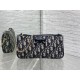 Replica di lusso Pochette Dior Oblique Bow con catena Blu Imitazioni Cloni Pochette Dior Oblique Bow con catena Blu firmate
