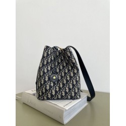Borsa a secchiello piccola Diorstar Dior jacquard obliquo blu Borsa a secchiello piccola Diorstar Dior jacquard obliquo blu