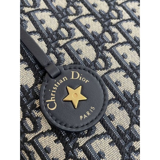Replica di lusso Borsa a secchiello piccola Diorstar Dior jacquard obliquo blu Imitazioni Cloni Borsa a secchiello piccola Diorstar Dior jacquard obliquo blu firmate