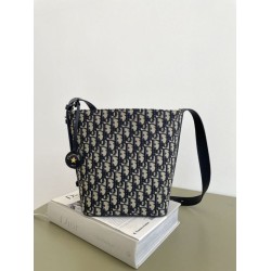 Borsa a secchiello piccola Diorstar Dior jacquard obliquo blu